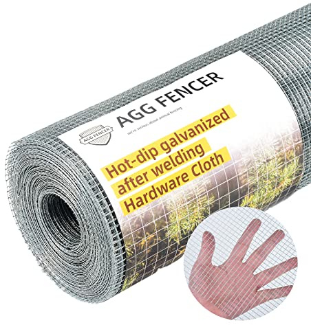 AggFencer Malla gallinera 40,6 cm x 15,2 m, calambre 0,6 mm, luz 6,3x6,3 mm, galvanizada - Para gallineros, jardines, corrales y jaulas