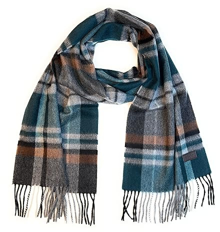 Hickey Freeman Gemusterter Schal aus 100% Kaschmir für Herren, ultraweiche Herren-Winterschals, 66 Zoll x 12 Zoll, Olive Plaid, Einheitsgröße