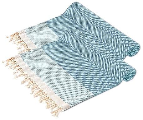 Turquoise Home XXL turkisk peshtemalhandduk, hamamhandduk för strand, spa, yoga, bastu, resor - lätt, sandfri, snabbtorkande, ultramjuk 100% bomull - 100 x 180 cm