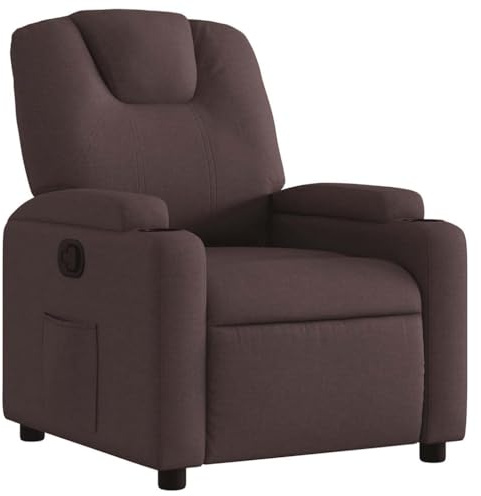 vidaXL Sillón Reclinable, Silla con Respaldo Reposabrazos, Sillón de Televisión Relax Descanso, Asiento para Salón Hogar, Tela Marrón Oscuro