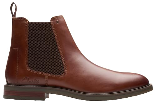 Clarks Herren Jaxen Easy Chelsea-Stiefel, Tan Leather, 41 EU