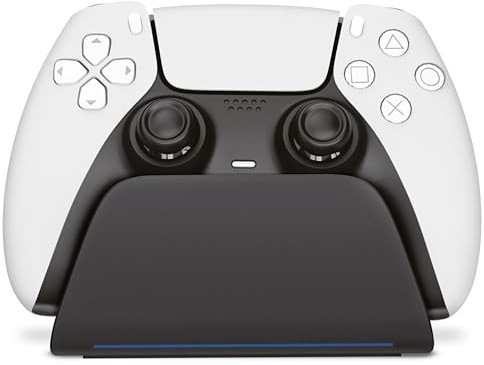 Geekhome – Playstation 5-styrenhet laddare – RGB laddningsstatusdisplay – exakt design – väggfäste PS5-hängare, USB-laddningskabel – laddningsstation för Dualsense & Dualsense Edge speldynor – snabb