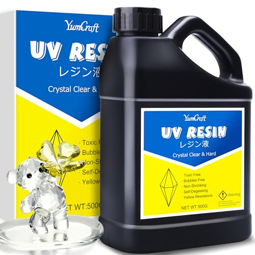 Resina UV - 500 g Resina Epossidica UV Trasparente Basso Odore per Creazione di Gioielli Resin, Artigianato in Resina, Pittura - Colla Resina UV Indurimento rapido per DIY Colate, Stampo
