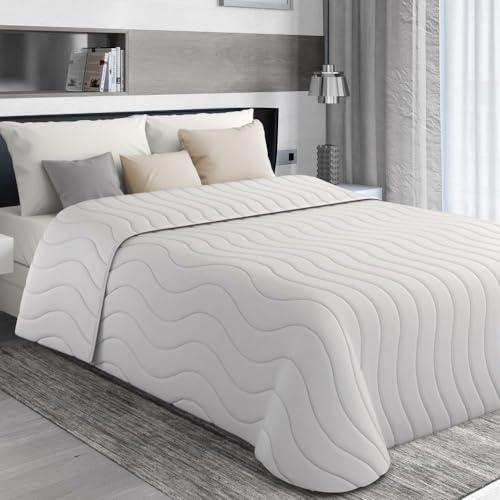 MAXIME MAISON - Colcha Cama 150 (245x265cm) Colchas Cama 150 Colchas Blancas Modernas (100 gr/mq) Cubrecama de Media Temporada, Cubre Cama en Microfibra, Made in Italy - Colcha Cama 180