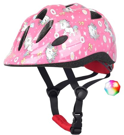Atphfety Kids Toddler Bike Helmet, Adjustable Boys Girl Helmets from Baby to Children(Age 1-8), Multi Sports for Bicycle Skate Scooter with LED Light (Pink Unicorn, XS:47 cm - 52cm/18.5-20.5 inch)