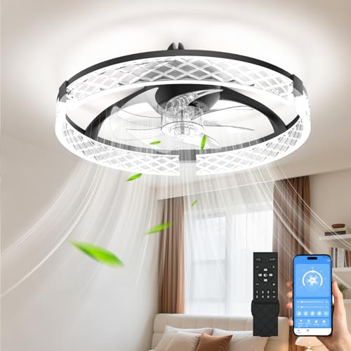 Aphyni 50cm Ventilador de techo con luz,3 temperaturas de color y 6 velocidades,ventilador de techo con lámpara,lámpara de techo moderna para dormitorio,sala de estar y cocina