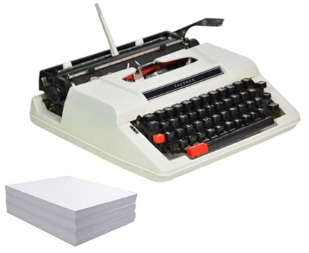 Classica Macchina Da Scrivere Manuale Vecchio Stile,Classica Macchina,Typewriter Vintage Manuale Con Corpo in Metallo, Macchina Da Scrivere Classica(White)