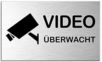 Schild videoüberwacht 60x100 mm Türschild aus Aluminium Edelstahloptik selbstklebend Nr.44637-S