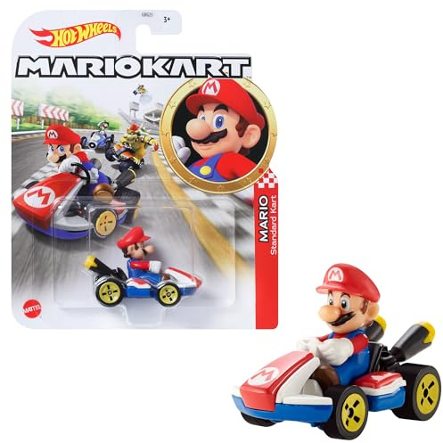 Hot Wheels Mario Kart Collection of 1:64 Scale Die-Cast Replica Vehicles, Toy Collectibles, GBG26