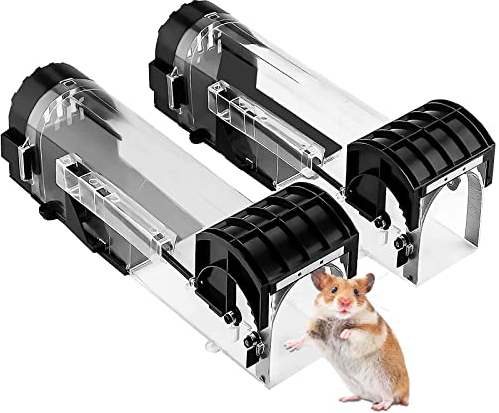 IAGORYUE Humane Mouse Trap for Indoors, Rat and Rodent Trap, Mouse Traps Catch and Release Rat Traps, Rat Poison Substitute, Reusable and Easy to Use Snap Mice Catcher, Pets & Children Safe 2 Pack