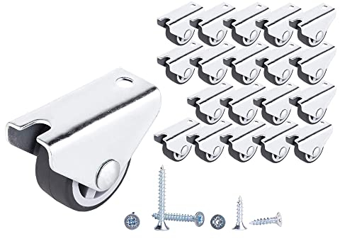 Rubber Wheel (Pack of 20) 30 mm Small Wheel Castors Rubber Wheels Fixed Casters Heavy Duty Castors Non-Swivel Wheel Furniture Wheels Casters with Mounting Plates Screws Included