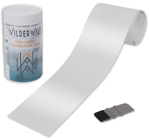 WilderWild Bike Frame Protection Tape- High Impact Clear Vinyl Wrap Includes Tool (4”x72) Bicycle Frame Protector, Mountain Bike Frame Guard Chainstay Protector (Glossy Clear)