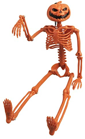 Songjum Halloween pumpa-skelett med rörliga möjliga leder litet skelett halloween dekoration för halloweenfest inomhus och utomhus hemsökt hus tillbehör