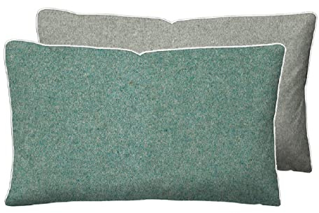 biberna Melange-Flanell Kissenbezug 40x60 cm, 100% Baumwolle, Biber, Flanell wärmend, weich & kuschelig, Reißverschluss, mit Paspel, Winter & Herbst, Uni, grün, Modell 0840500