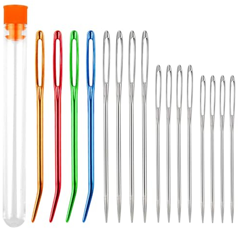 16 Pcs Large Eye Blunt Needles,Yarn Knitting Needles Tapestry Needles Big Eye Darning Needle Large Eye Stitching Needles Hand Sewing Needles Knitting Needle Wool Needles for Sewing Up Crochet Leather