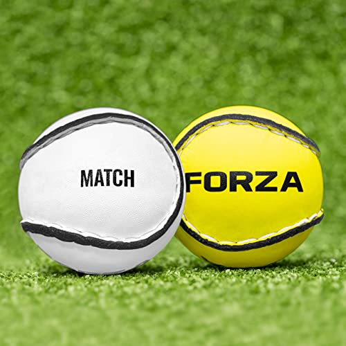 FORZA Hurling Sliotar Match Balls - GAA Balls [Packs of 1 & 6] (White, Pack of 1)