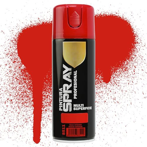 Etrexonline Pintura Spray Multicolor Profesional | 400ml | Adecuado para Metal, Madera & Plástico | Rojo Intenso | Secado Rápido | Paquete de 1