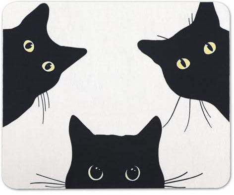 Cute Mouse Pad With Three Cat Pattern - Anti-Slip Mat for Computer and Laptop - Small Size