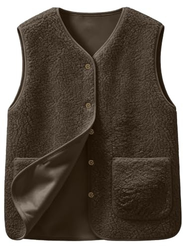 CheChury Gilet in Pile da Donna Vestiti Panciotto con Tasca Invernale Gilet Donna in Pile Termico Elegante Invernale Senza Maniche Casual Gilet Felpato Smanicato Donna Giubbotto Giubbino Smanicato