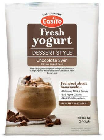 Easiyo Chocolate Swirl Flavoured Dessert Style Yogurt Mix Sachet 240g For Use With EasiYo Yogurt Makers