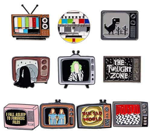 Neikafan Pack of 10 Lapel Pins Vintage TV Pin Metal Enamel Pin Enamel Brooch Set for Clothes, Bags, Jackets Accessories, DIY Crafts, Decor, Universal, Metal
