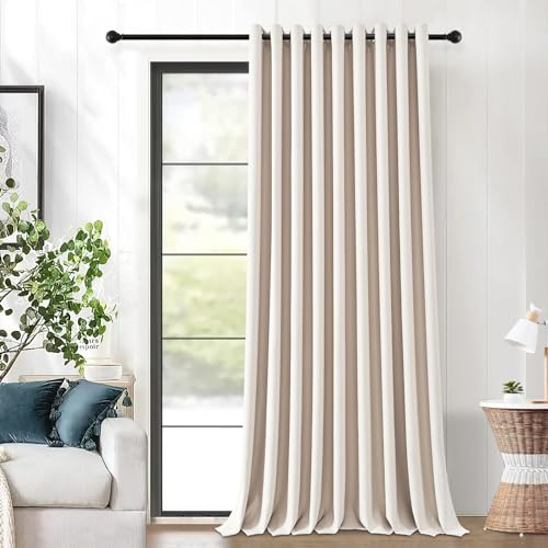 MRTREES Termisk gardin ogenomskinlig med öljetter, rumsavdelare gardin 260 cm lång, 200 cm bred, 1 st, mörkläggningsgardiner beige köldskydd för dörr vardagsrum barnrum