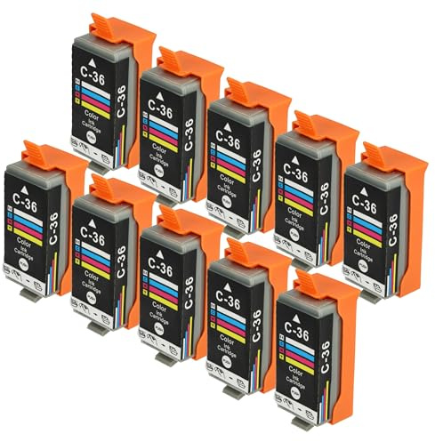 vhbw Tintenpatrone Mehrfarbig kompatibel mit Canon Pixma IP110, IP100P, ip100, IP100v Drucker (kompatibel, 10er-Pack, 13ml)