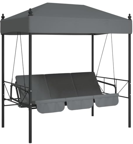 Generico Panchina a Dondolo da Giardino Baldacchino Grigio in Acciaio,Casa e Giardino,Prato e Giardino,Vita all'aperto,Altalene da Patio,Grigio,31.4 kg,4008901