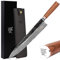 YOUSUNLONG Coltello da cuoco Damasco Coltelli da cucina - Lama giapponese in acciaio Damasco da 305 mm - Manico ergonomico in noce con fodero in pelle