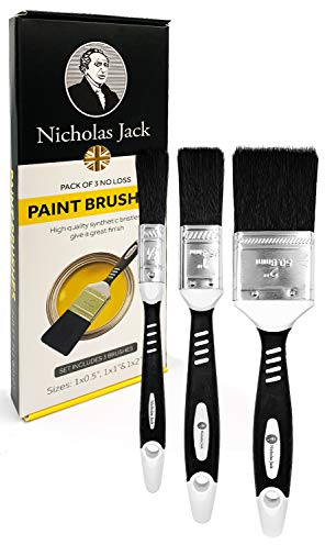 Paint Brush Set with No Bristle Loss Pack of Paint Brushes For DIY Wood Gloss Wall Furniture Indoor & Outdoor Painting - FREE Decorating Guide (Set of 3 Paint Brushes)