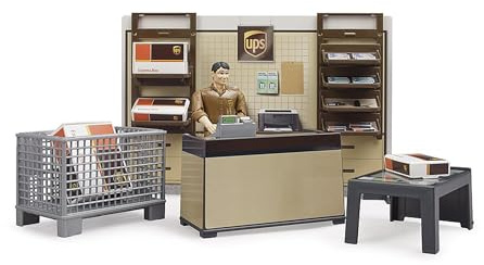Bruder 62250 bworld UPS Store with Worker, 1:16 Scale Realistic Toy Truck