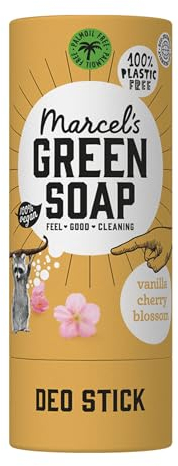 Marcel's Green Soap - Deodorant Stick - Vanille & Kirschblüte - Antitranspirant - Umweltfreundlich - Vegan - 97% Biologisch abbaubar - 40 gr