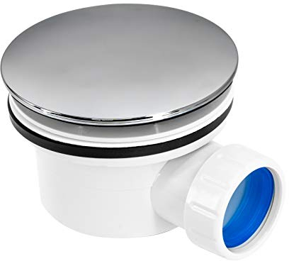 Piletta di Scarico per Piatti Doccia Diametro Foro 90mm Cover ABS Cromato Ispezionabile Montaggio Rapido Ingombro Ridotto