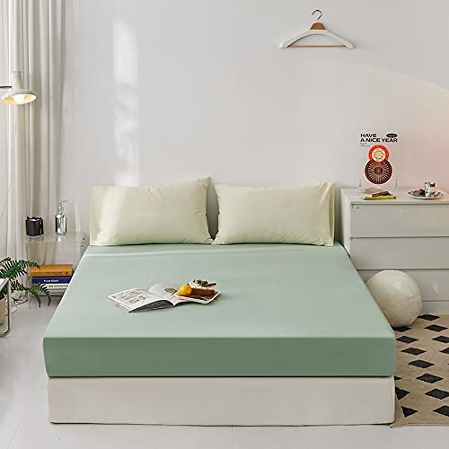 Michorinee Spannbettlaken 180x200cm Hellgrün Grün Superweiches Microfaser Spannbetttuch Bettlaken bis 25 cm Matratzenhöhe