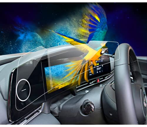 EUEKY 4PCS 2025 2024 (Continuous Design) Screen Protector for Hyundai Elantra 2021 2022 2023 Accessories Navigation and Dashboard Touchscreen Protective Film Dual 10.25 Inch