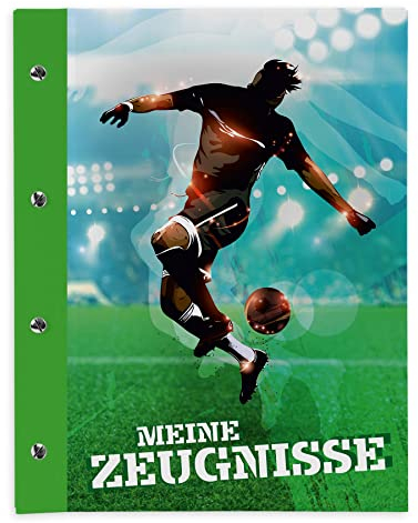 itenga Zeugnismappe mit Buchschrauben erweiterbar für Kinder Jugendliche Erwachsene Mädchen Jungen Schüler (Fussball)