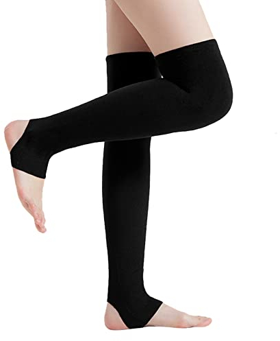 Beinwärmer Winter Beinstulpen mit Fersenloch Kniewärmer Damen Herren Stulpensocken Overknee Lang Stulpen Knieschützer Rutschfest Warm Beinstrümpfe Elastisch Stulpensocken Yoga Sport Ballett Schwarz