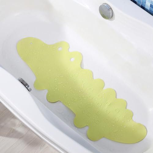 Morbuy Bath Tub Shower Mat Non Slip, Bath Mat Extra Long, Bathtub Mats with Suction Cups, Textured Surface, TPR Bathroom Mats (green crocodile,95x34.5cm)
