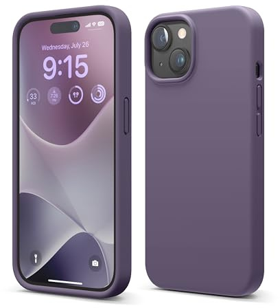 elago Liquid Silicone Case Compatible with iPhone 15 Case, Premium Silicone, Full Body Protective Cover [4 Layer Shockproof Structure], Anti-Scratch Soft Microfiber Lining (Deep Lavender)