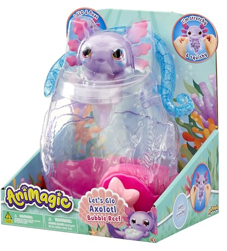 Animagic Let's Glo Axolotl Bubble Reef | Squishy Water Toy Floats and Glows | Ages 4+