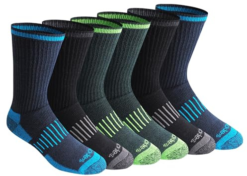 Dickies Men's Dri-Tech Original Moisture Control Crew Socks, Available in M-XXL (6, 12, 18 Pairs), Black Bright (6 Pairs), Large