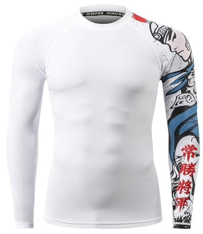 HUGE SPORTS Camiseta de baño para hombre UPF 50+ - Compresión de secado rápido - Mangas largas - Rash Guard, XXL
