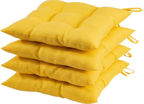 HAMO Seat Pad Cushions for Dining Chairs Set of 4, 40x40 cm, 16x16 inches (Yellow)