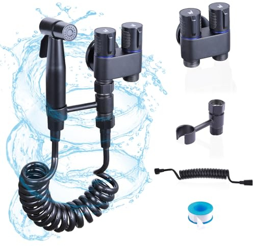 Peisaluo Handheld Toilet Bidet Sprayer for Toilet, Muslim Shower Bidet Toilet Hose Sprayer Kit, Jet Spray Bidet Attachment Connected to Faucet for Cloth Diaper Care and Feminine Wash (Black)