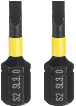 QUARKZMAN 2 stycken SL3-spårskruvmejsel bit 1/4 tum sexkantsskaft 25 mm/1 tum längd magnetiskt platt huvud hex bits S2 stål skruvmejsel bit industri elektrisk skruvmejsel borrbitar