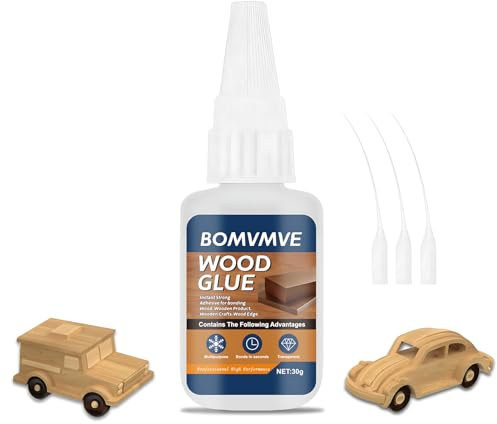 BOMVMVE Colle à Bois Extra Forte, Adhésif Transparent pour Bois, 30g