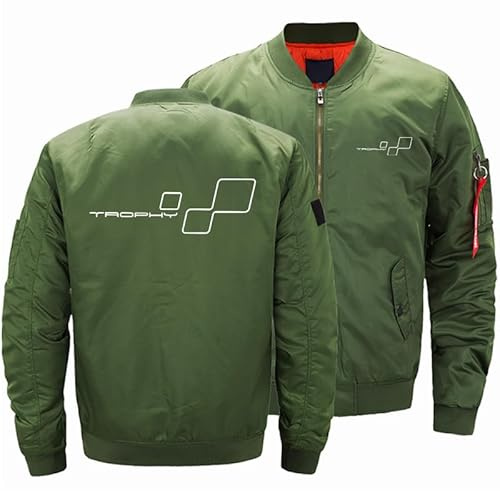WDOZHGF Baseballjacka för män med ståkrage klassisk pilotstil L.N. Casual sportkläder med långa ärmar, Färg: grön, XL