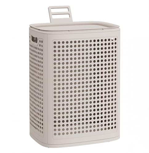 SONGMICS Cesto Portabiancheria con Coperchio in Plastica, 75 L, Slim