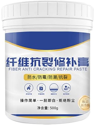 Agente Reparador De Paredes - Pasta Reparadora De Grietas Impermeable De Fibra 500G | Compuesto De Relleno De Agujeros | Reparación De Costura Duradera Elástica Para Paredes, Techo, Revestimiento