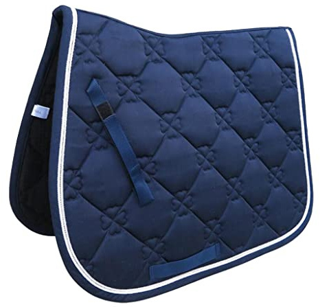 Okiyakusama Manta para Montura de Caballo Alfombra Media para Silla Cojín Salto para Ponis Cubierta para Asiento de Montura Algodón con Fijación Antideslizante, Azul, 69x52cm